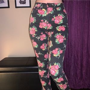Guess Black Jeans with Flowers